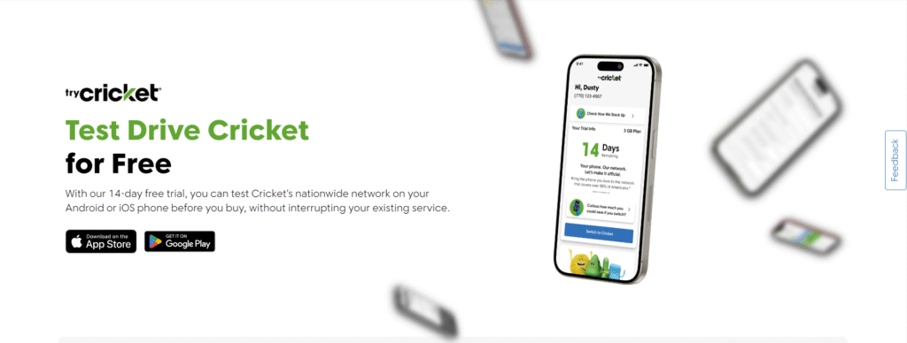 Cricket’s tryCricket 14 days free eSIM trial no credit card required